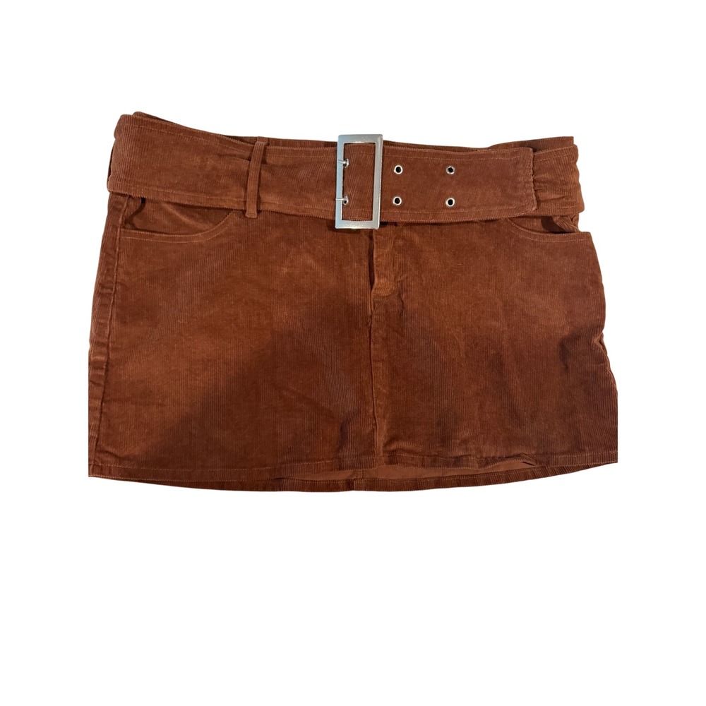 Garage Brown Corduroy Belted Mini Skirt Y2K Retro Style Womens XL